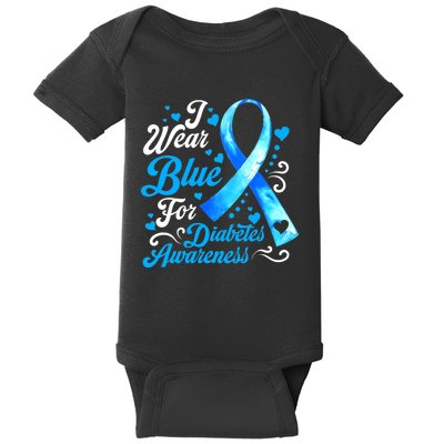 Funny We Wear Blue Ribbon Diabetes Awareness Gift  Baby Bodysuit