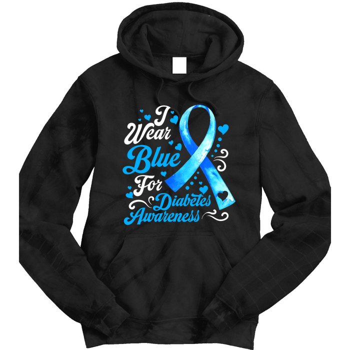 Funny We Wear Blue Ribbon Diabetes Awareness Gift  Tie Dye Hoodie