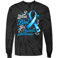 Funny We Wear Blue Ribbon Diabetes Awareness Gift  Tie-Dye Long Sleeve Shirt