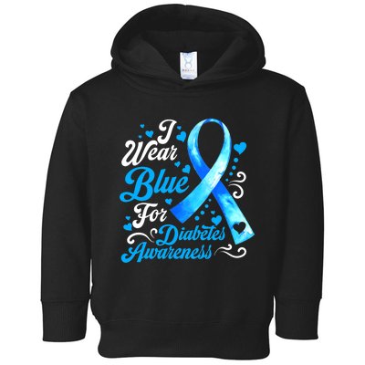 Funny We Wear Blue Ribbon Diabetes Awareness Gift  Toddler Hoodie