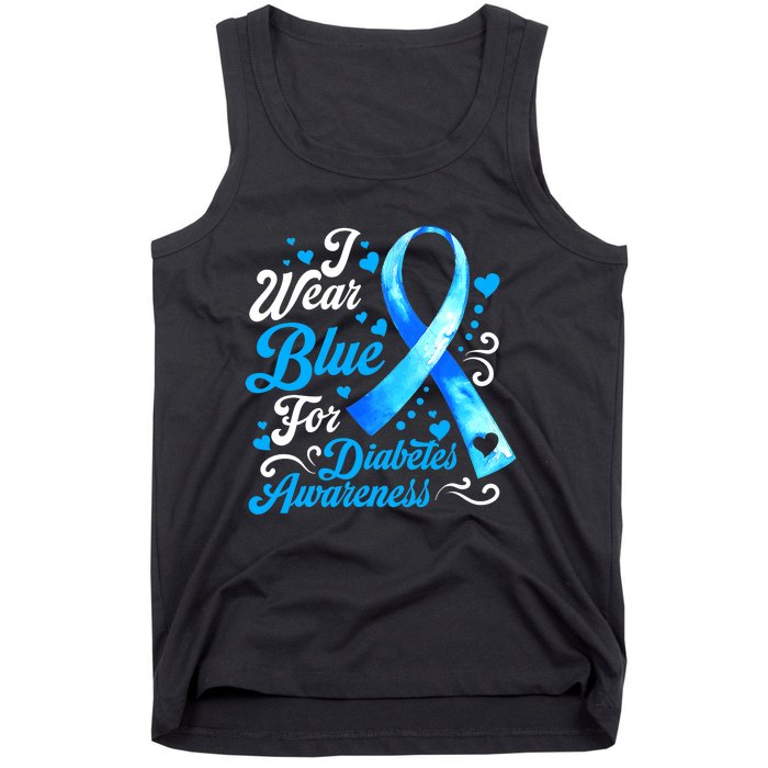 Funny We Wear Blue Ribbon Diabetes Awareness Gift  Tank Top