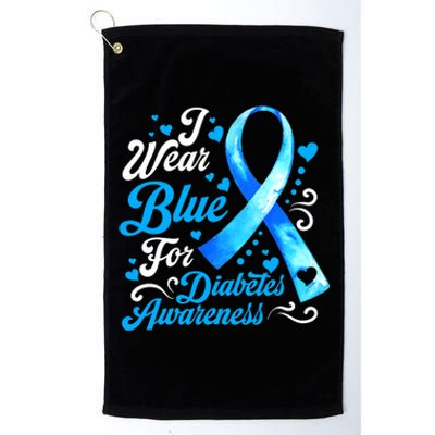 Funny We Wear Blue Ribbon Diabetes Awareness Gift  Platinum Collection Golf Towel