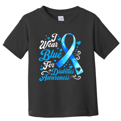 Funny We Wear Blue Ribbon Diabetes Awareness Gift  Toddler T-Shirt