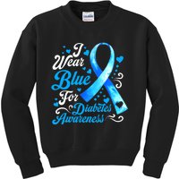 Funny We Wear Blue Ribbon Diabetes Awareness Gift  Kids Sweatshirt