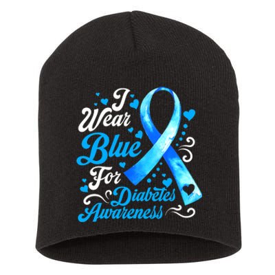 Funny We Wear Blue Ribbon Diabetes Awareness Gift  Short Acrylic Beanie