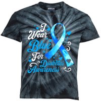 Funny We Wear Blue Ribbon Diabetes Awareness Gift  Kids Tie-Dye T-Shirt