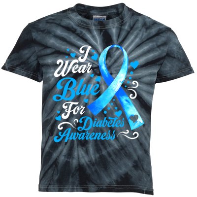 Funny We Wear Blue Ribbon Diabetes Awareness Gift  Kids Tie-Dye T-Shirt