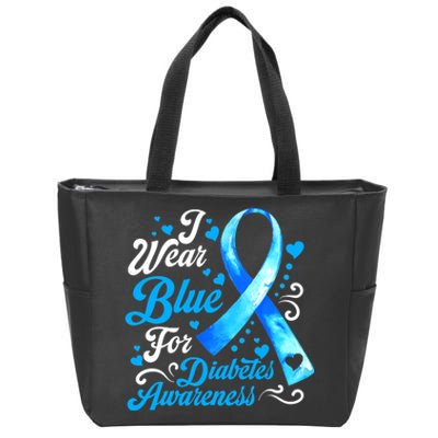 Funny We Wear Blue Ribbon Diabetes Awareness Gift  Zip Tote Bag