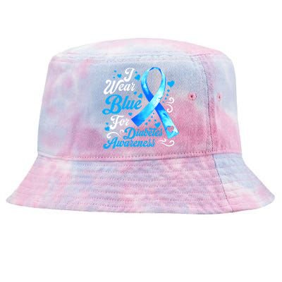 Funny We Wear Blue Ribbon Diabetes Awareness Gift  Tie-Dyed Bucket Hat