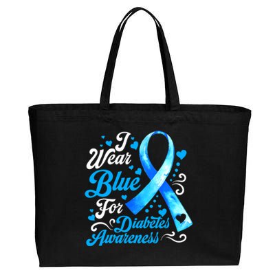 Funny We Wear Blue Ribbon Diabetes Awareness Gift  Cotton Canvas Jumbo Tote