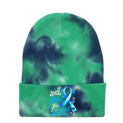 Funny We Wear Blue Ribbon Diabetes Awareness Gift  Tie Dye 12in Knit Beanie