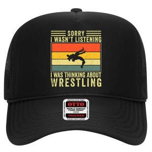 Funny Wrestling Wrestler Design Wrestle High Crown Mesh Back Trucker Hat