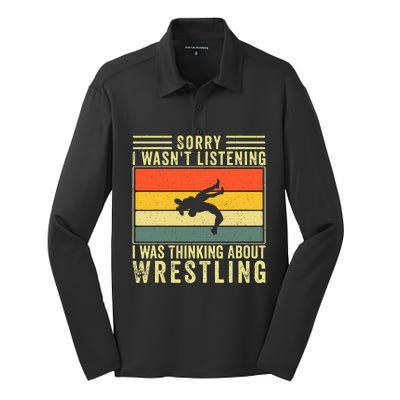 Funny Wrestling Wrestler Design Wrestle Silk Touch Performance Long Sleeve Polo