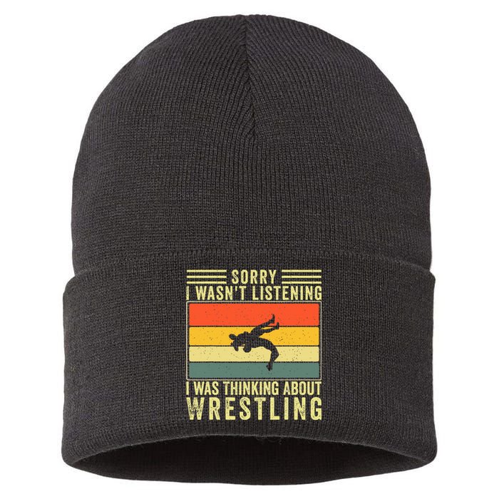 Funny Wrestling Wrestler Design Wrestle Sustainable Knit Beanie