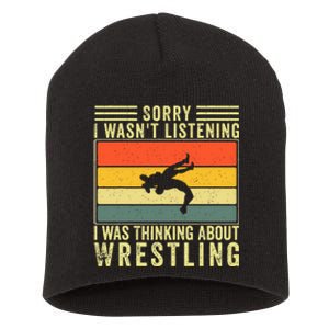 Funny Wrestling Wrestler Design Wrestle Short Acrylic Beanie