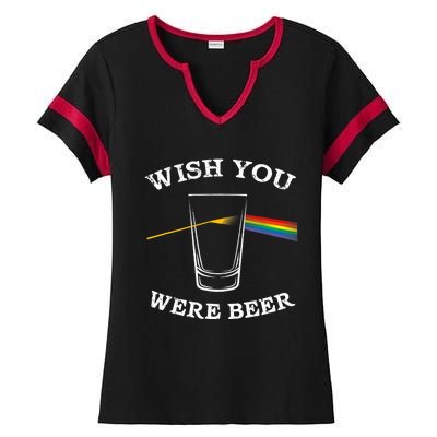 Funny Wish you Were Beer Beer Drinker Ladies Halftime Notch Neck Tee