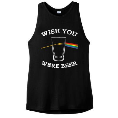 Funny Wish you Were Beer Beer Drinker Ladies PosiCharge Tri-Blend Wicking Tank