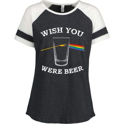 Funny Wish you Were Beer Beer Drinker Enza Ladies Jersey Colorblock Tee