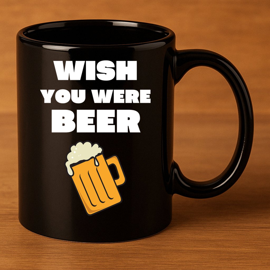 Funny Wish You Were Beer 11oz C Handle Ceramic Mug