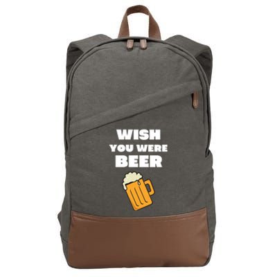 Funny Wish You Were Beer Cotton Canvas Backpack