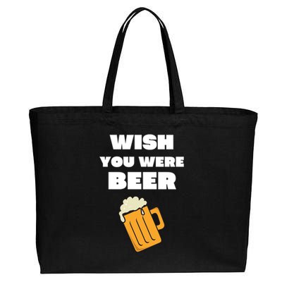 Funny Wish You Were Beer Cotton Canvas Jumbo Tote