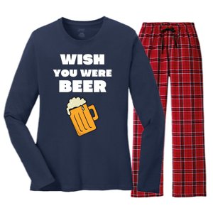 Funny Wish You Were Beer Women's Long Sleeve Flannel Pajama Set 