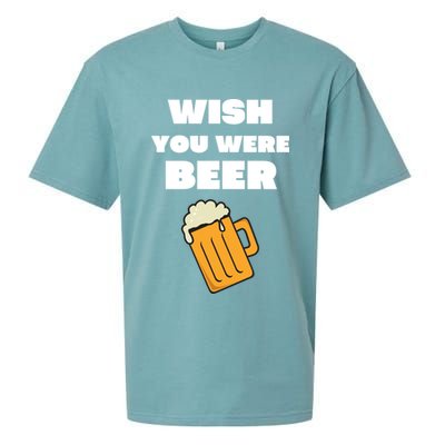 Funny Wish You Were Beer Sueded Cloud Jersey T-Shirt