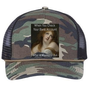 Funny When You Check Your Bank Account Art Meme Retro Rope Trucker Hat Cap