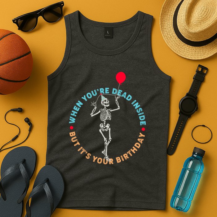 Funny When You're Dead Inside But It's Your Birthday Skeleton Tank Top
