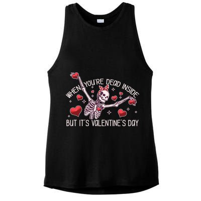 Funny When You're Dead Inside But It's Valentine's Day Heart Skeleton Ladies PosiCharge Tri-Blend Wicking Tank