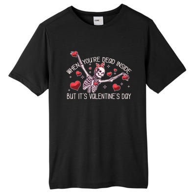 Funny When You're Dead Inside But It's Valentine's Day Heart Skeleton Tall Fusion ChromaSoft Performance T-Shirt