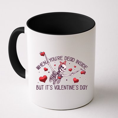 Funny When You're Dead Inside But It's Valentine's Day Heart Skeleton Mug