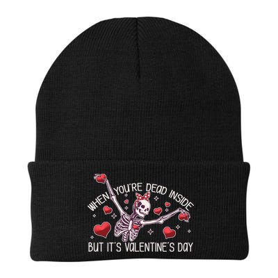 Funny When You're Dead Inside But It's Valentine's Day Heart Skeleton Beanie