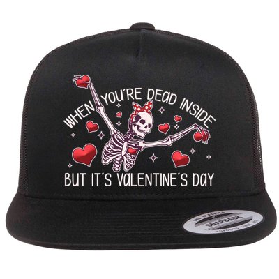 Funny When You're Dead Inside But It's Valentine's Day Heart Skeleton Flatbill Hat