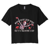Funny When You're Dead Inside But It's Valentine's Day Heart Skeleton Crop Top