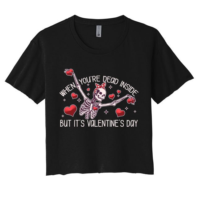 Funny When You're Dead Inside But It's Valentine's Day Heart Skeleton Crop Top
