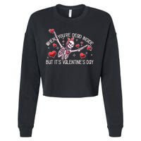 Funny When You're Dead Inside But It's Valentine's Day Heart Skeleton Cropped Pullover Crew