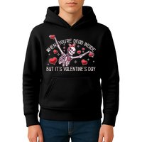 Funny When You're Dead Inside But It's Valentine's Day Heart Skeleton Kids Hoodie