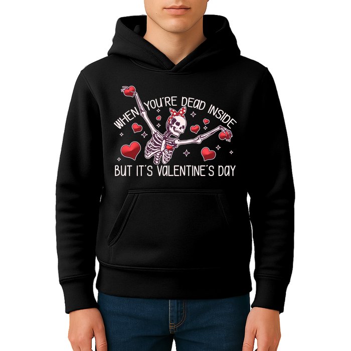 Funny When You're Dead Inside But It's Valentine's Day Heart Skeleton Kids Hoodie