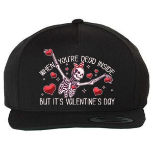 Funny When You're Dead Inside But It's Valentine's Day Heart Skeleton Wool Snapback Cap