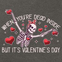 Funny When You're Dead Inside But It's Valentine's Day Heart Skeleton Cotton Canvas Backpack