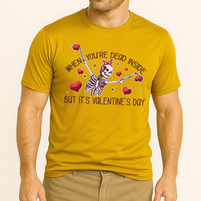 Funny When You're Dead Inside But It's Valentine's Day Heart Skeleton Performance Shirt