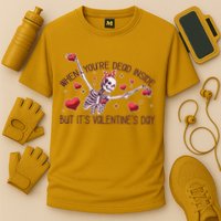 Funny When You're Dead Inside But It's Valentine's Day Heart Skeleton Performance Shirt