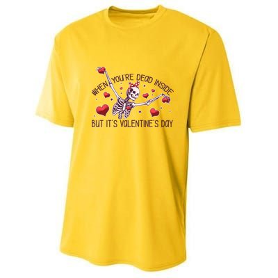 Funny When You're Dead Inside But It's Valentine's Day Heart Skeleton Youth Performance Sprint T-Shirt