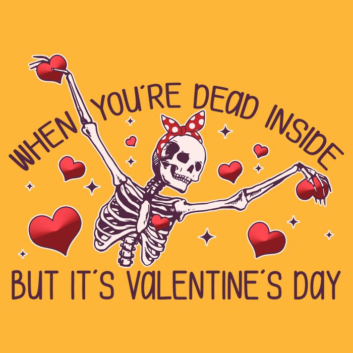 Funny When You're Dead Inside But It's Valentine's Day Heart Skeleton Baby Bodysuit