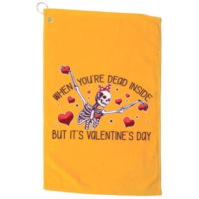 Funny When You're Dead Inside But It's Valentine's Day Heart Skeleton Golf Towel