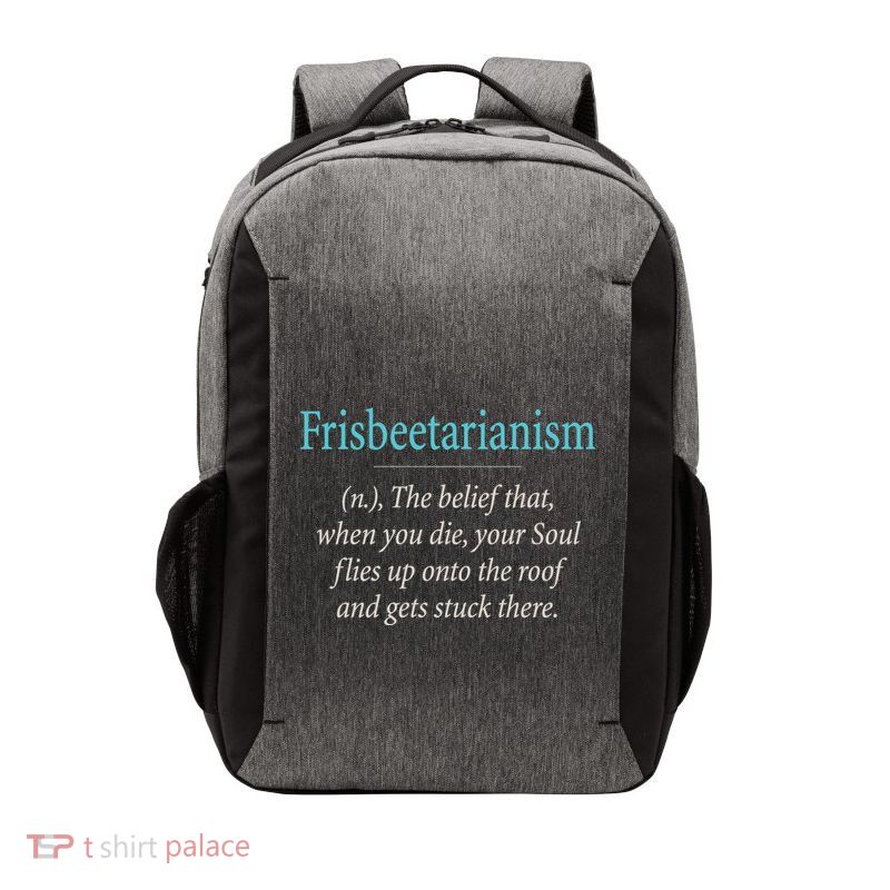 Frisbeetarianism, When Your Soul Flies Up On The Roof! Vector Backpack