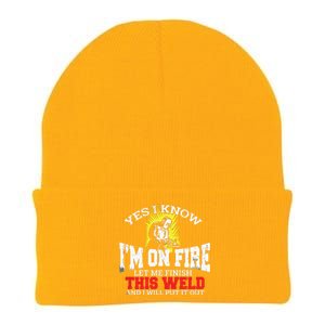 Funny Welder Yes I Know I'm On Fire Let Me Finish Knit Cap Winter Beanie