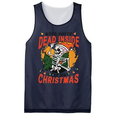 Funny When Your Dead Inside Christmas Dead Inside Skeleton Christmas Mesh Reversible Basketball Jersey Tank