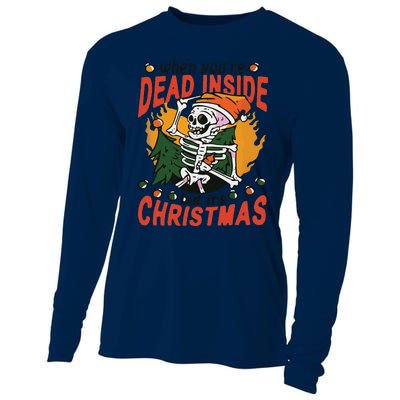 Funny When Your Dead Inside Christmas Dead Inside Skeleton Christmas Cooling Performance Long Sleeve Crew